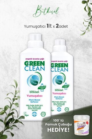 U Green Clean Bitkisel Çamaşır Yumuşatıcısı 1 Litre (Lavanta Kokulu) x 2 Adet ve Hediyeli