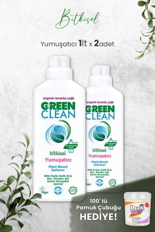 U Green Clean Bitkisel Çamaşır Yumuşatıcısı 1 Litre (Lavanta Kokulu) x 2 Adet ve Hediyeli