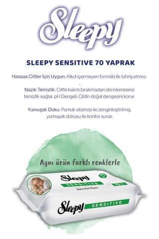 Sleepy 16 AL 13 ÖDE Sensitive 70'li Bebek Islak Mendili ve Rosie Pamuk Hediye