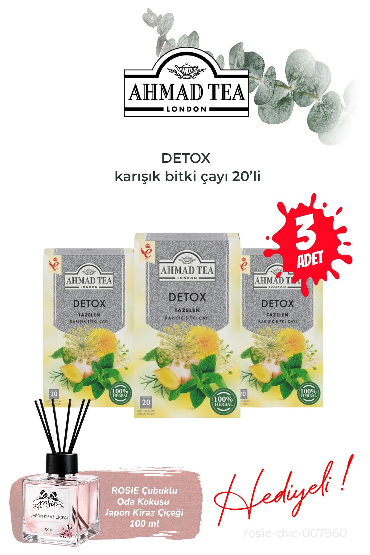 Detox Tea 3 Paket Poşet Çay 20 'li ve Oda Kokusu
