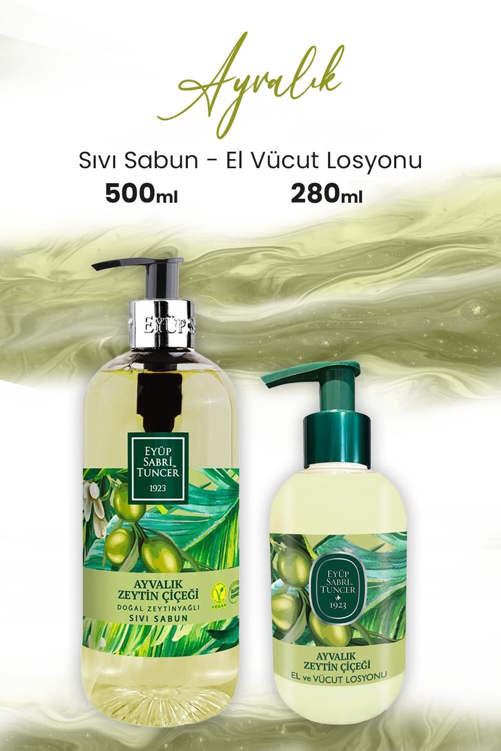 Eyüp Sabri Tuncer Ayvalık Zeytin Vücut Losyonu 280 ml ve Sıvı Sabun 500 ml
