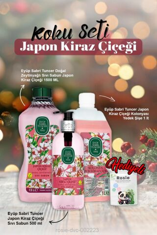 Japon Kiraz Çiçeği Eyüp Sabri Sıvı Sabun 500ml ve 1500ml, Kolonya 1lt ve Rosie Pamuk