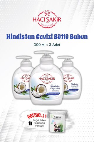 3'lü Hindistan Cevizi Sütlü Sıvı El Sabunu 300 ML ve ROSIE