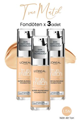 Loreal Paris True Match Fondöten 1.5N Nötr Alt Ton x 3 Adet