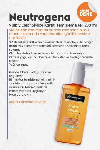 Neutrogena Visibly Clear Sivilce Karşıtı Yağsız Yüz Temizleme Jeli 200 Ml