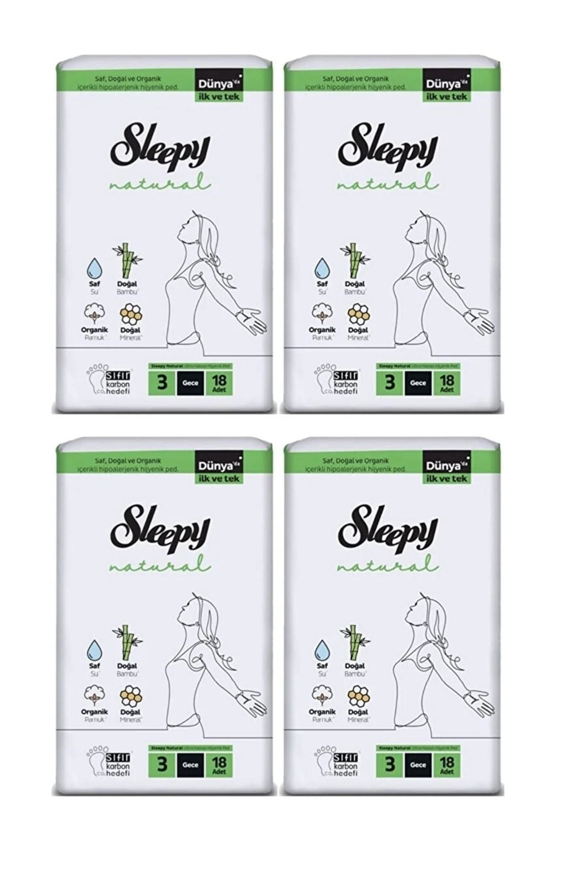 Sleepy Natural Ultra Hassas Hijyenik Ped Gece 72 Adet Ped