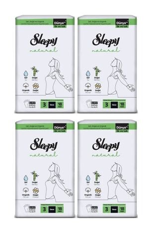 Sleepy Natural Ultra Hassas Hijyenik Ped Gece 72 Adet Ped