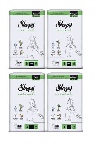 Sleepy Natural Ultra Hassas Hijyenik Ped Gece 72 Adet Ped