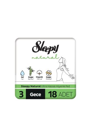 Sleepy Natural Ultra Hassas Hijyenik Ped Gece 72 Adet Ped