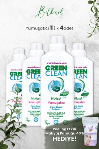 U Green Clean Bitkisel Çamaşır Yumuşatıcısı 1 Litre (Lavanta Kokulu) x 4 Adet ve Hediyeli