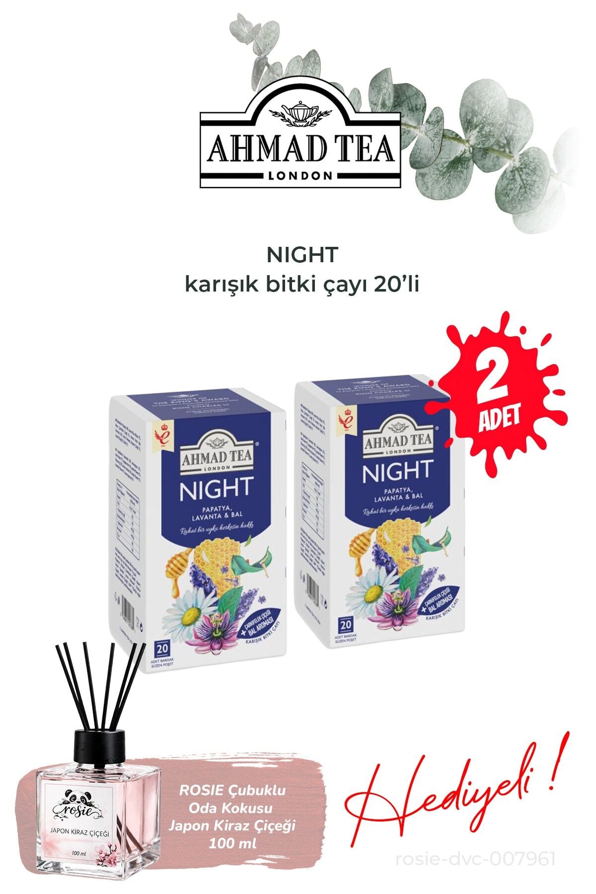 2 paket Night Karışık Bitki Çayı 20'li Poşet Çay ve Oda Kokusu