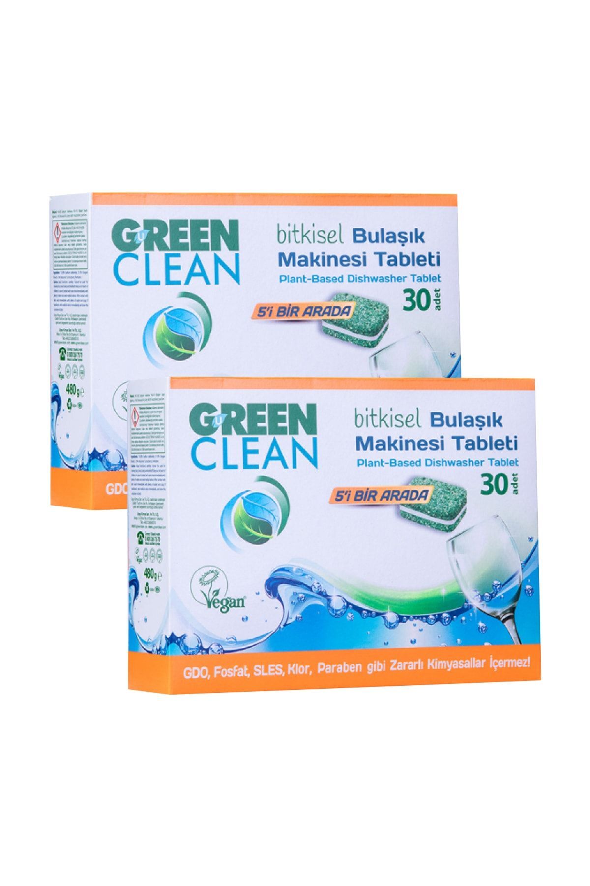 Green Clean Bitkisel Bulaşık Makinesi Tableti 30 Adet 2'li Set