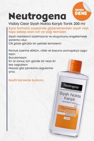 Neutrogena Visibly Clear Siyah Nokta Temizleyici Tonik 200 Ml