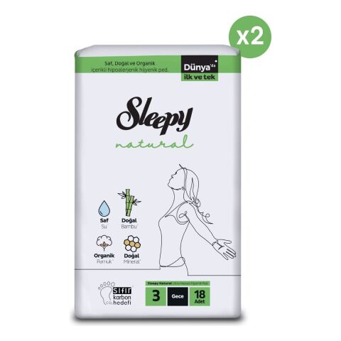 Sleepy Natural Ultra Hassas Hijyenik Ped Gece 36 Adet Ped
