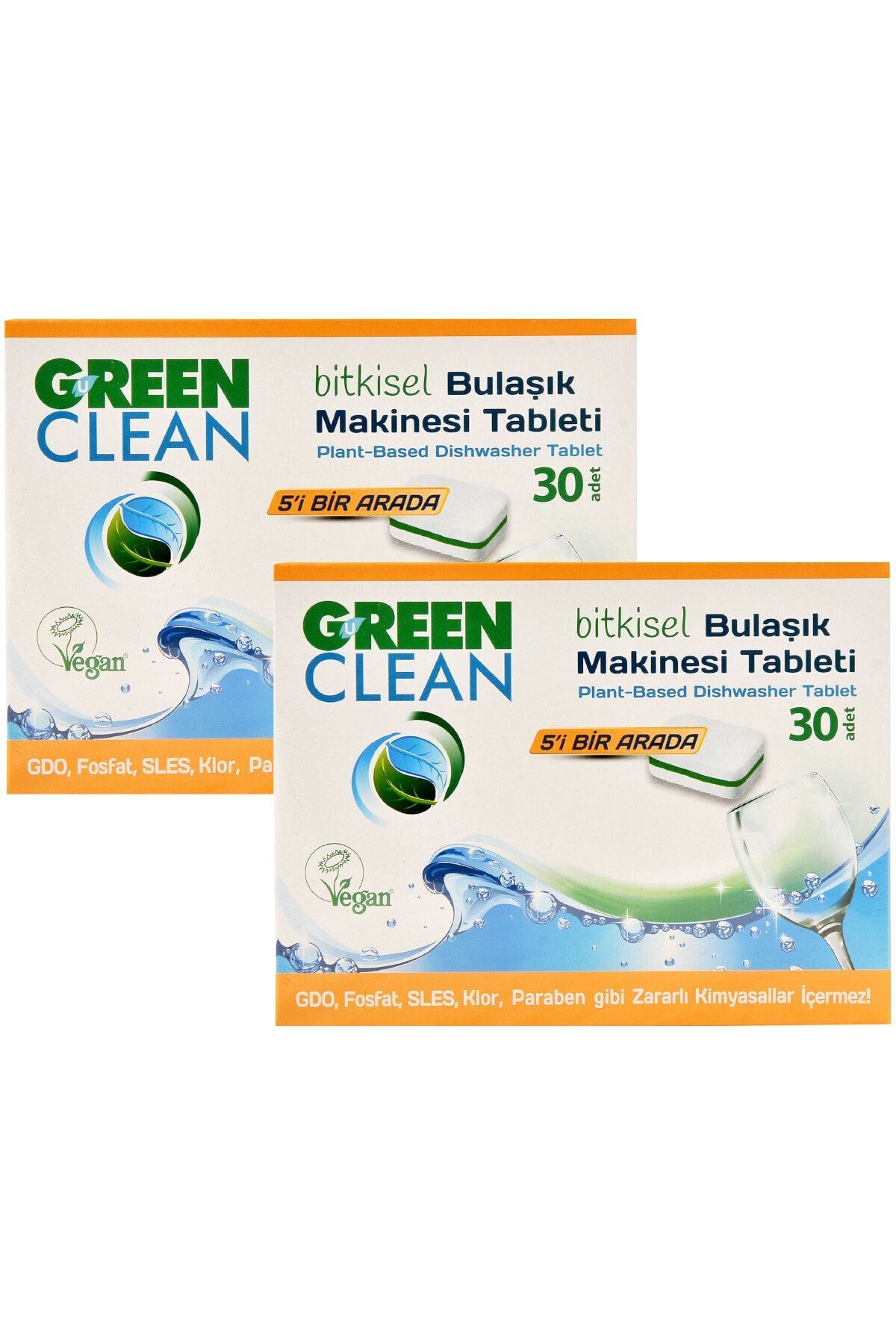 Green Clean Bitkisel Bulaşık Makinesi Tableti 5'i Bir Arada 30 Adet / 480gr