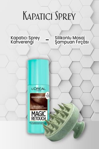 Loreal Paris Kapatıcı Sprey Kahverengi 75 ml ve Şampuan Fırçası Yeşil