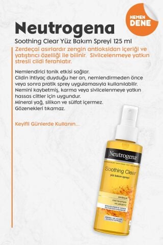 Neutrogena Soothing Clear Yüz Bakım Spreyi 125ml