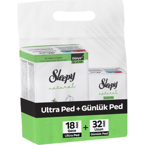 Sleepy Natural Ultra Ped Gece 18 Adet + Uzun Günlük Ped 32 Adet