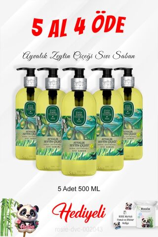 Ayvalık Zeytin Çiçeği Sıvı Sabun 500 ML 5 Al 4 Öde ve Rosie Pamuk