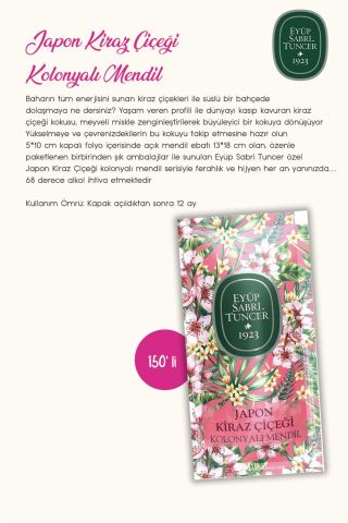 Losyon 280 ml, 1500ml Sıvı Sabun, kolonyalı mendil 150'li Japon Kiraz Çiçeği ve Rosie Pamuk