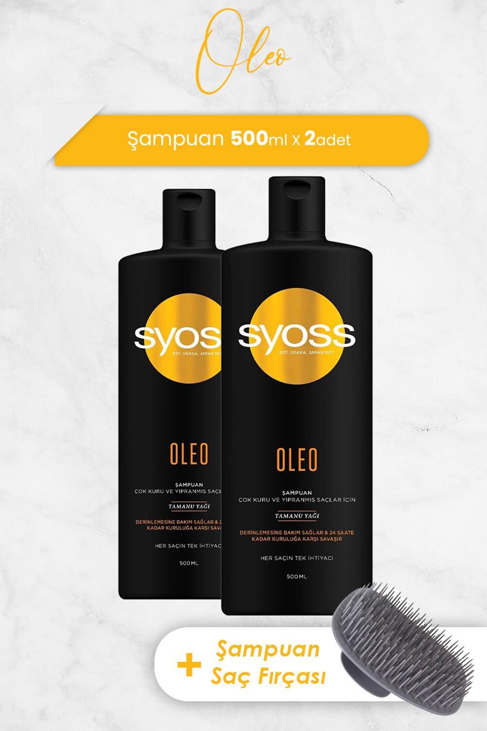 Syoss OLeo 21 Derinlemesine Bakım Şampuan 500 Ml x 2 Adet ve Şampuan Fırçası