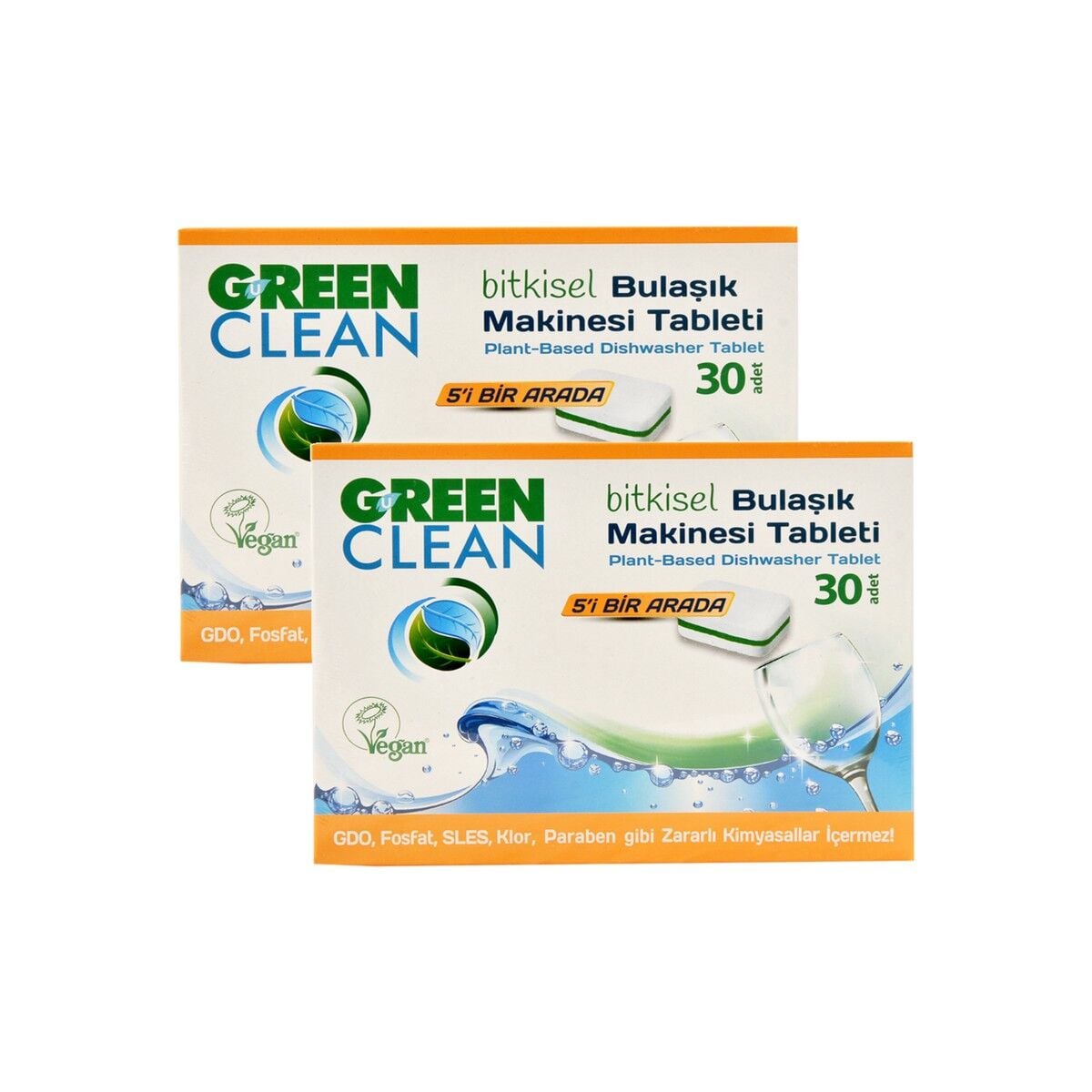 Green Clean Bitkisel Bulaşık Makinesi Tableti 30'lu x 2 Adet