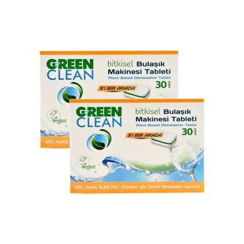 Green Clean Bitkisel Bulaşık Makinesi Tableti 30'lu x 2 Adet