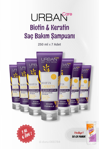 Urban Care 7 AL 6 ÖDE Biotin Keratin Şampuan 250 ml, 50 gr Pamuk Hediye