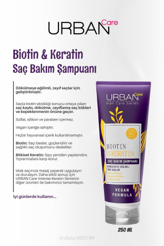 Urban Care 7 AL 6 ÖDE Biotin Keratin Şampuan 250 ml, 50 gr Pamuk Hediye