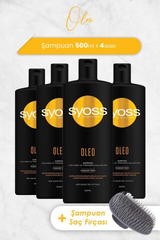 Syoss OLeo 21 Derinlemesine Bakım Şampuan 500 Ml x 4 Adet ve Şampuan Fırçası