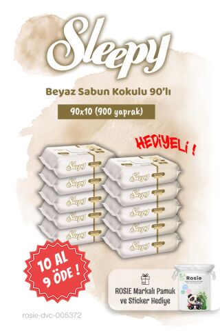 Sleepy 10 AL 9 ÖDE Beyaz Sabun Kokulu Islak Havlu 90'lı ve Rosie