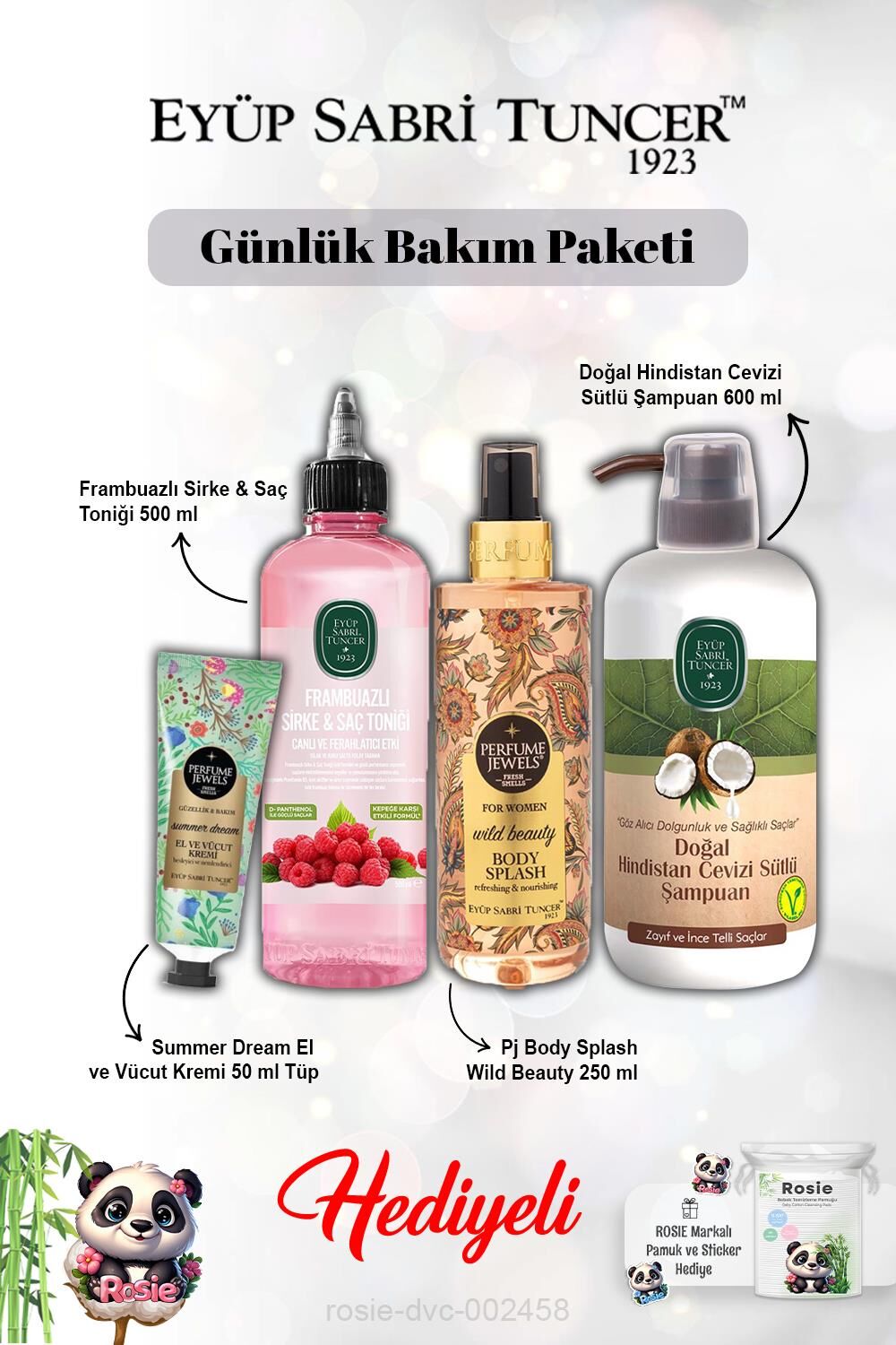 Tonik Frambuaz, Krem Summer Dream,Vücut Spreyi Wild Beauty, Şampuan Hindistan Cevizi ve Rosie