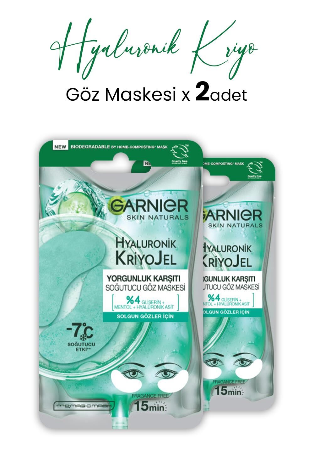 Garnier Soğutucu Göz Maskesi Hyaluronik Kriyo Jel 5 gr x 2 Adet