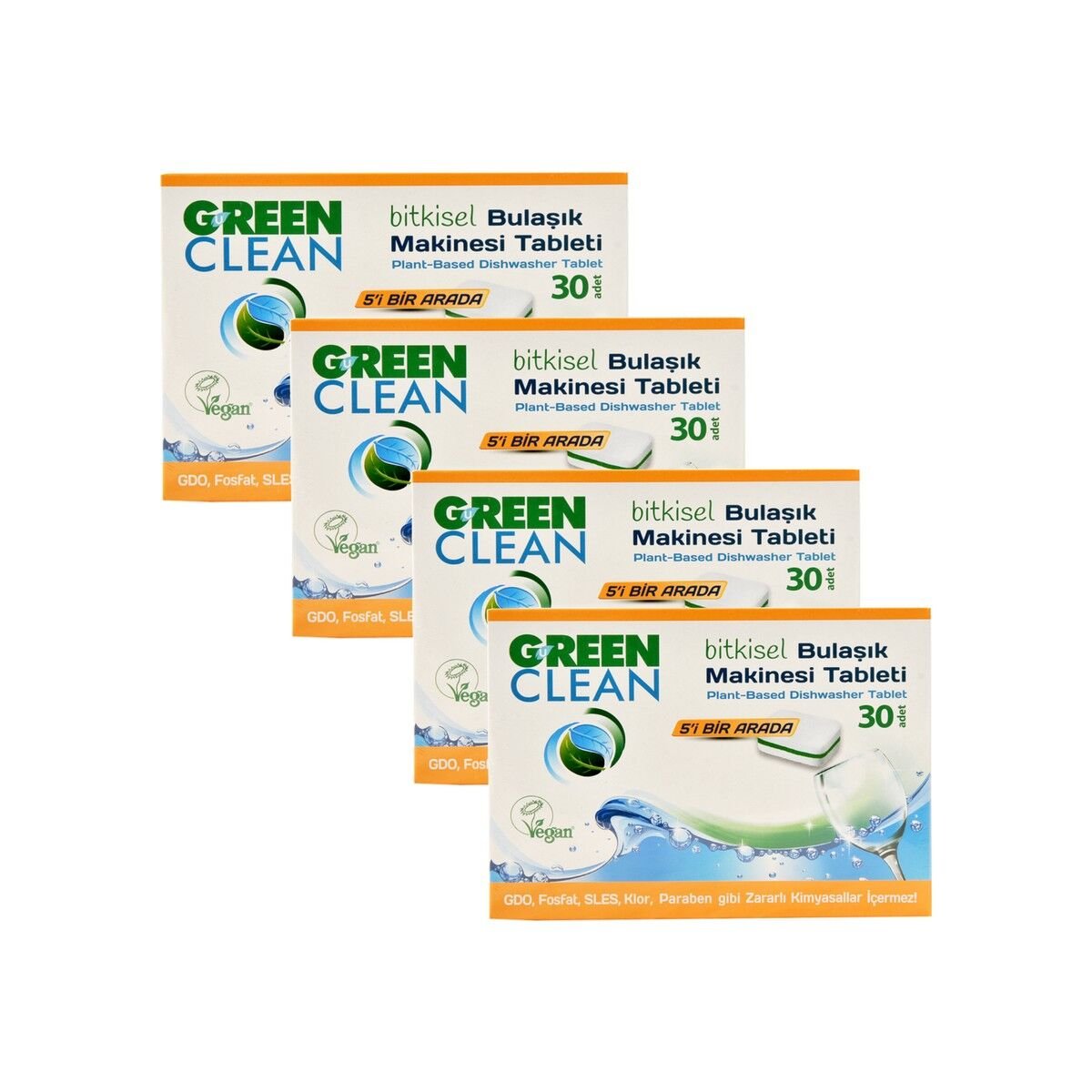 Green Clean Bitkisel Bulaşık Makinesi Tableti 30'lu x 4 Adet