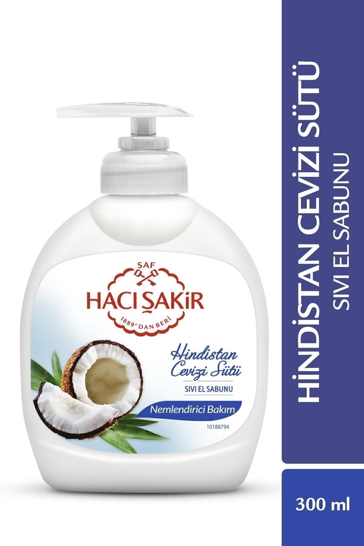Hacı Şakir Hindistan Cevizi Sütü Nemlendirici Bakım Sıvı El Sabunu 300 ml