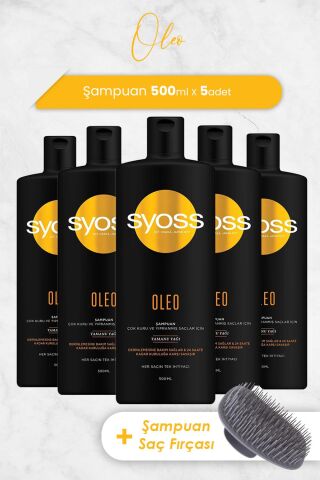 Syoss OLeo 21 Derinlemesine Bakım Şampuan 500 Ml x 5 Adet ve Şampuan Fırçası