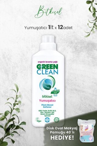 U Green Clean Bitkisel Çamaşır Yumuşatıcısı 1 Litre (Lavanta Kokulu) x 12 Adet ve Hediyeli
