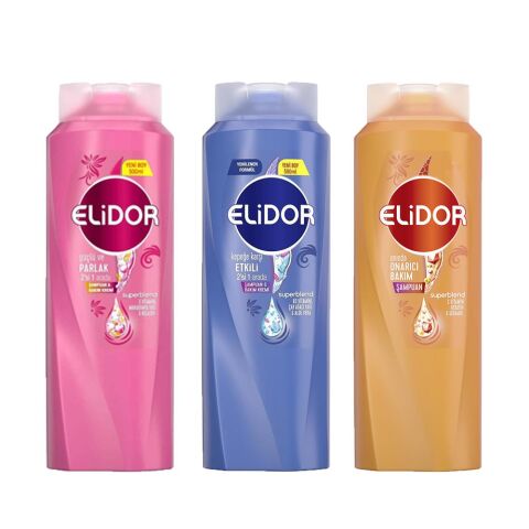 Elidor Superblend Şampuan Anında Onarıcı Bakım, 2'si 1 Arada Şampuan ve Saç Bakım Kremi Güçlü Parlak ve Kepeğe Karşı