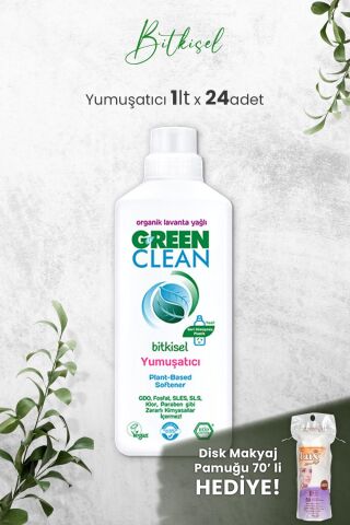 U Green Clean Bitkisel Çamaşır Yumuşatıcısı 1 Litre (Lavanta Kokulu) x 24 Adet ve Hediyeli