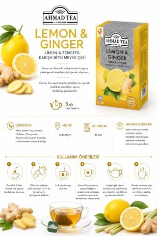 Limon Ve Zencefil 3 Paket Karışık Bitki Çayı 20'li ve Oda Kokusu