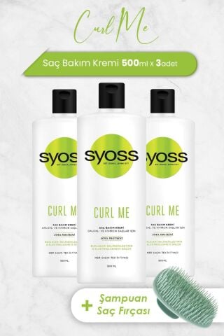 Syoss Saç Bakım Kremi Curl Me 500 ml x 3 Adet ve Şampuan Fırçası