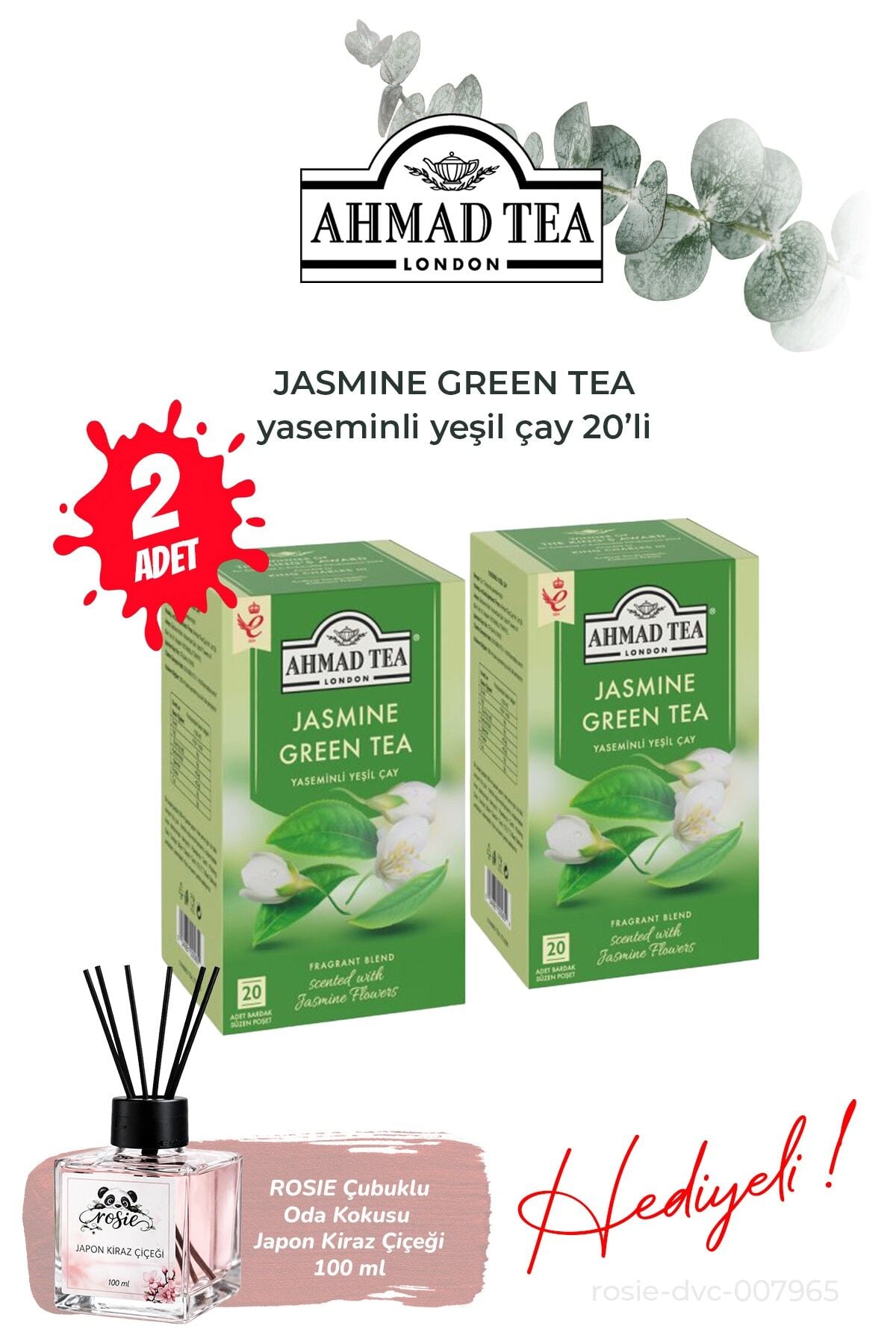 2 paket Yasemin Aromalı Yeşil Çay 20’li ve Oda Kokusu