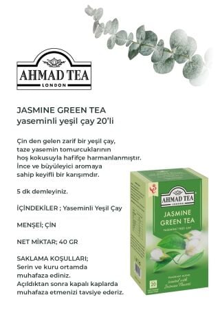 2 paket Yasemin Aromalı Yeşil Çay 20’li ve Oda Kokusu