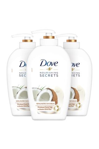 Dove Hindistan Cevizi Yağı ve Badem Sütü Özlü Nemlendiricili Sıvı Sabun 500 ml x 3