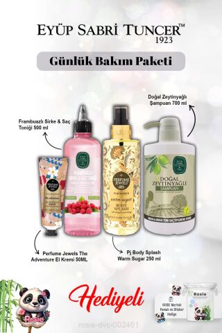 Warm Sugar Vücut Spreyi, Zeytinyağlı Şampuan, The Adventure Dream Krem, Frambuaz Tonik ve Rosie