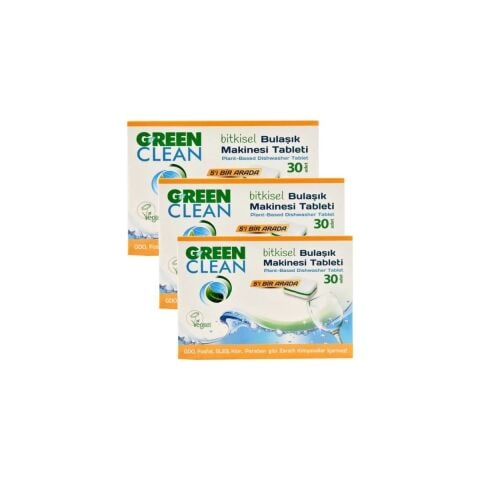 Green Clean Bitkisel Bulaşık Makinesi Tableti 30'lu x 3 Adet