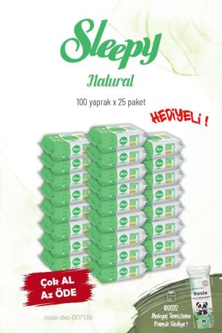 25'li Sleepy Natural Kişisel Bakım Havlusu 100'lü ve Rosie