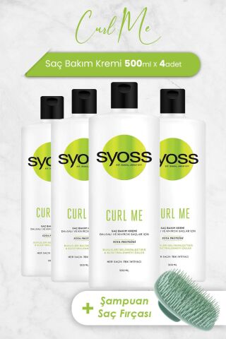 Syoss Saç Bakım Kremi Curl Me 500 ml x 4 Adet ve Şampuan Fırçası