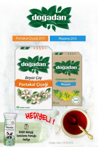 Doğadan Rezene ve Beyaz Çay Portakal Çiçeği Poşet Çay ve Rosie Hediyeli