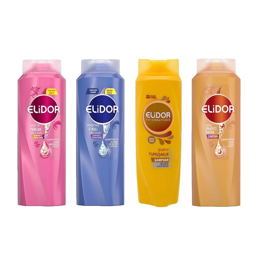 Elidor Superblend Şampuan ve Saç Kremi Güçlü Parlak, Kepeğe Karşı Etkili, Şampuan İpeksi Yumuşaklık ve Anında Onarıcı Bakım